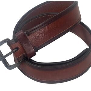 Columbia Belt Brown Leather with Dark Brown Trim Western Med 34-36 Metal Buckle